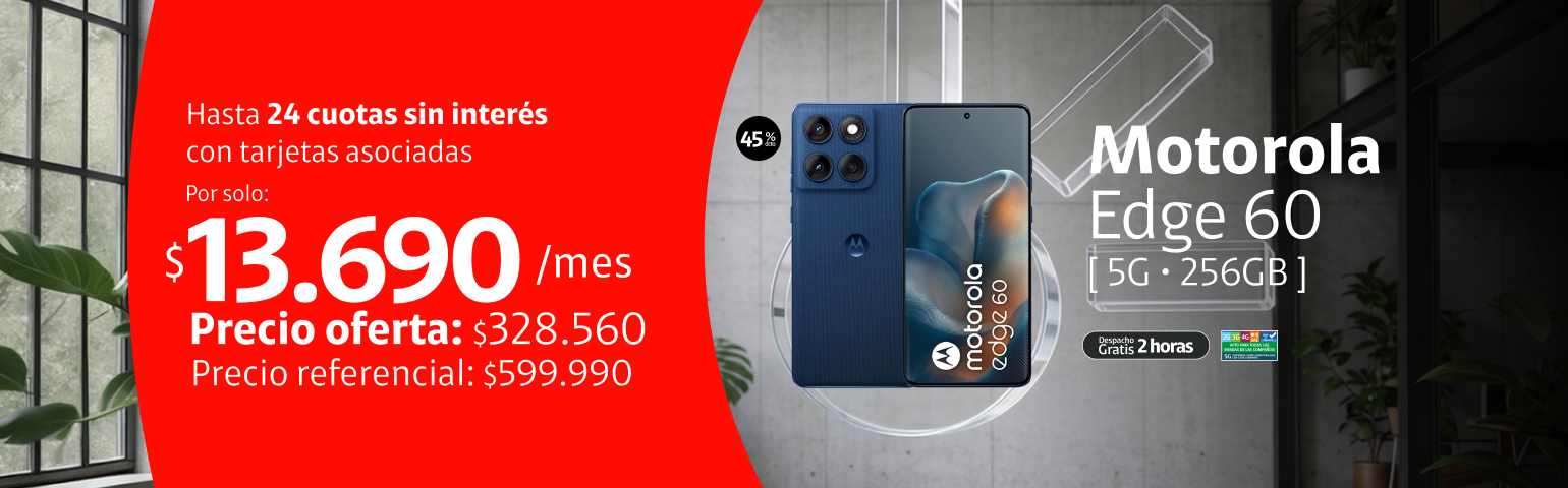 Motorola Edge 60 5G 256GB Motorola Edge 60 5G 256GB en 24 cuotas de 13.690