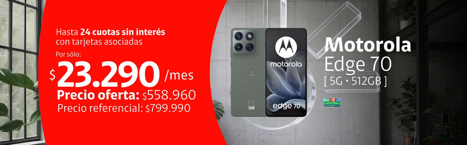 Motorola Edge 70 5G 512GB Motorola Edge 70 5G 512GB en 24 cuotas de $23.290